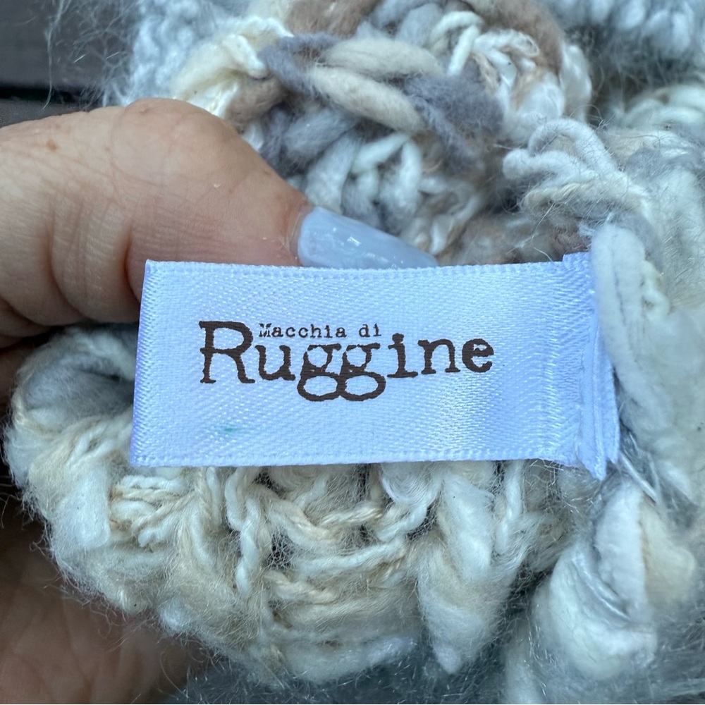 Cozy Knit Pom-Pom Beanie - Cream and Gray One Size - Picture 2 of 5
